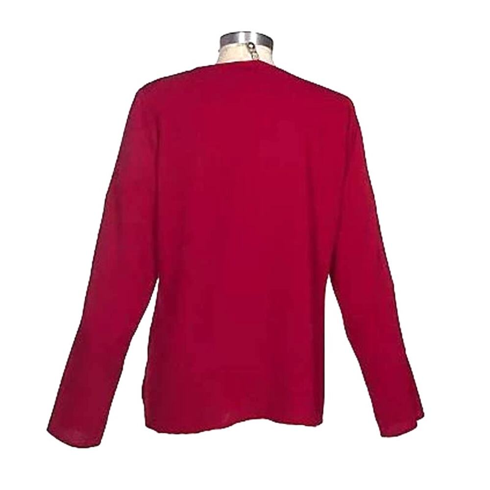 1x Red Cardigan Button Front Textured Stretch Pol… - image 2